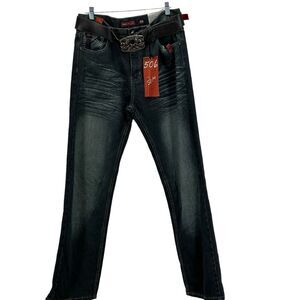 CHAMS Men’s Jeans Y2K DARK WASH 506 Slim HIPHOP Blue SIZE 34 X 33 NEW Deadstock